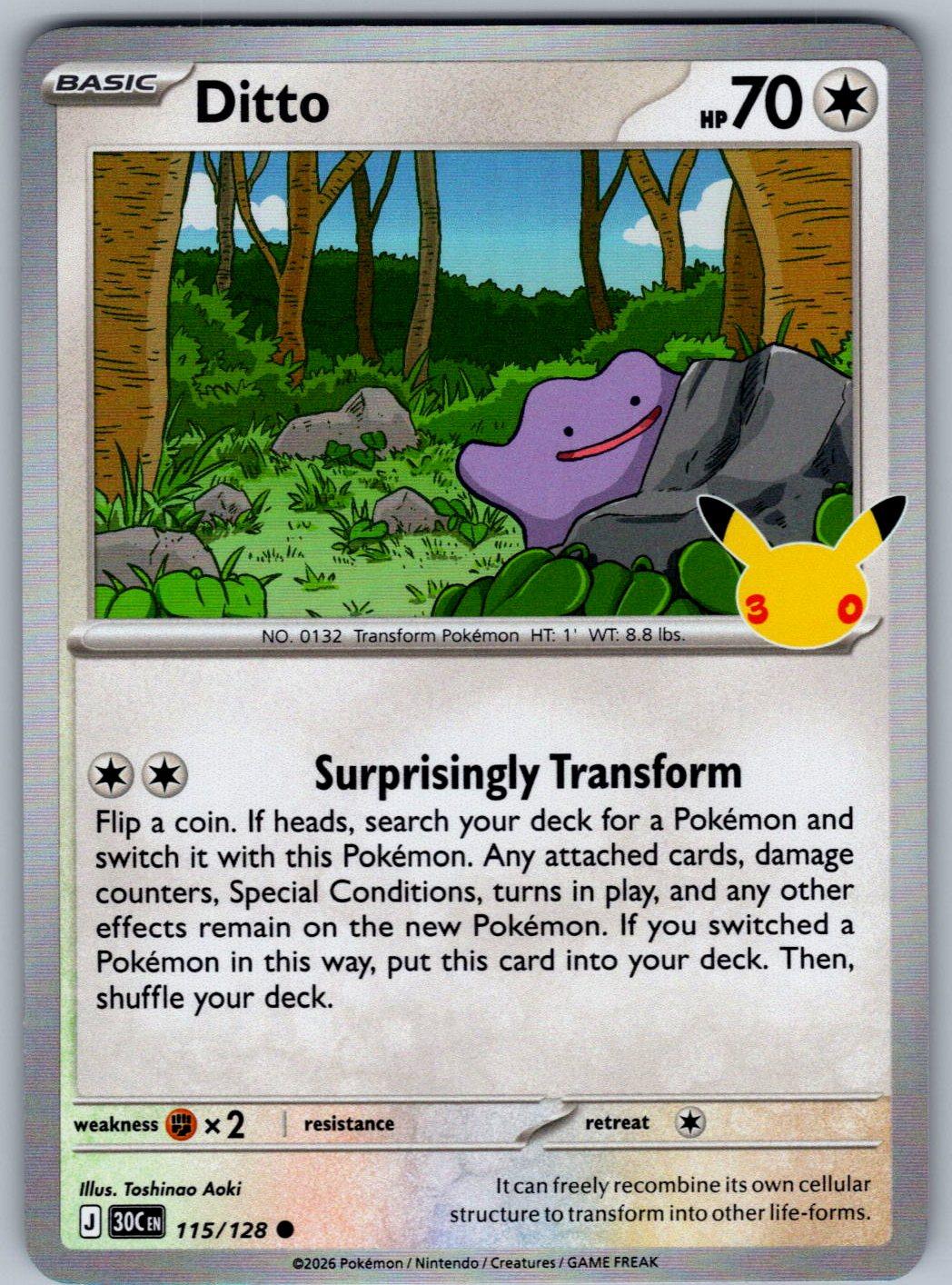 Ditto 115/128 ME: 30th Celebration Pokemon Holo