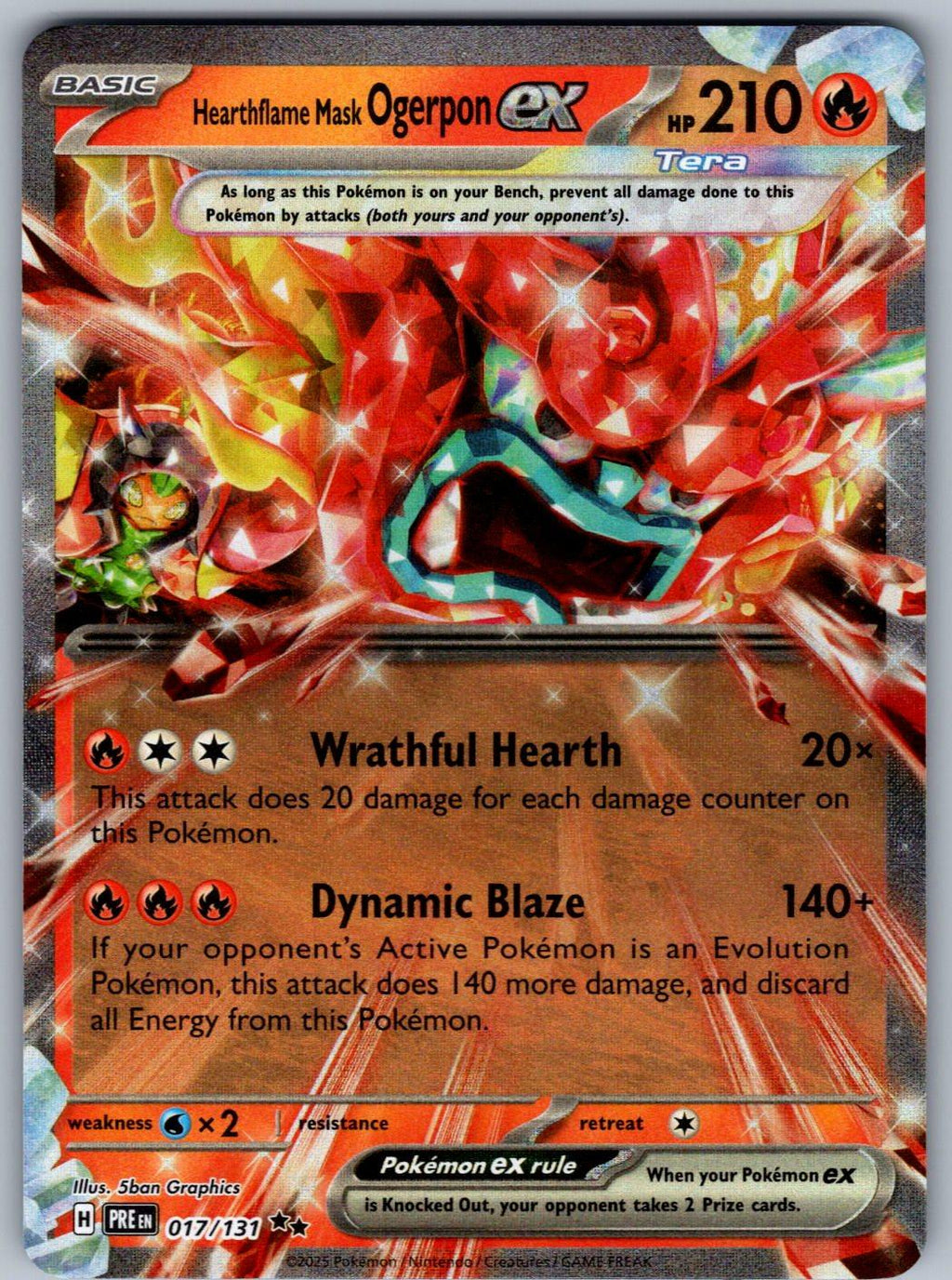 Hearthflame Mask Ogerpon ex 017/131 Prismatic Evolutions Pokemon Holo