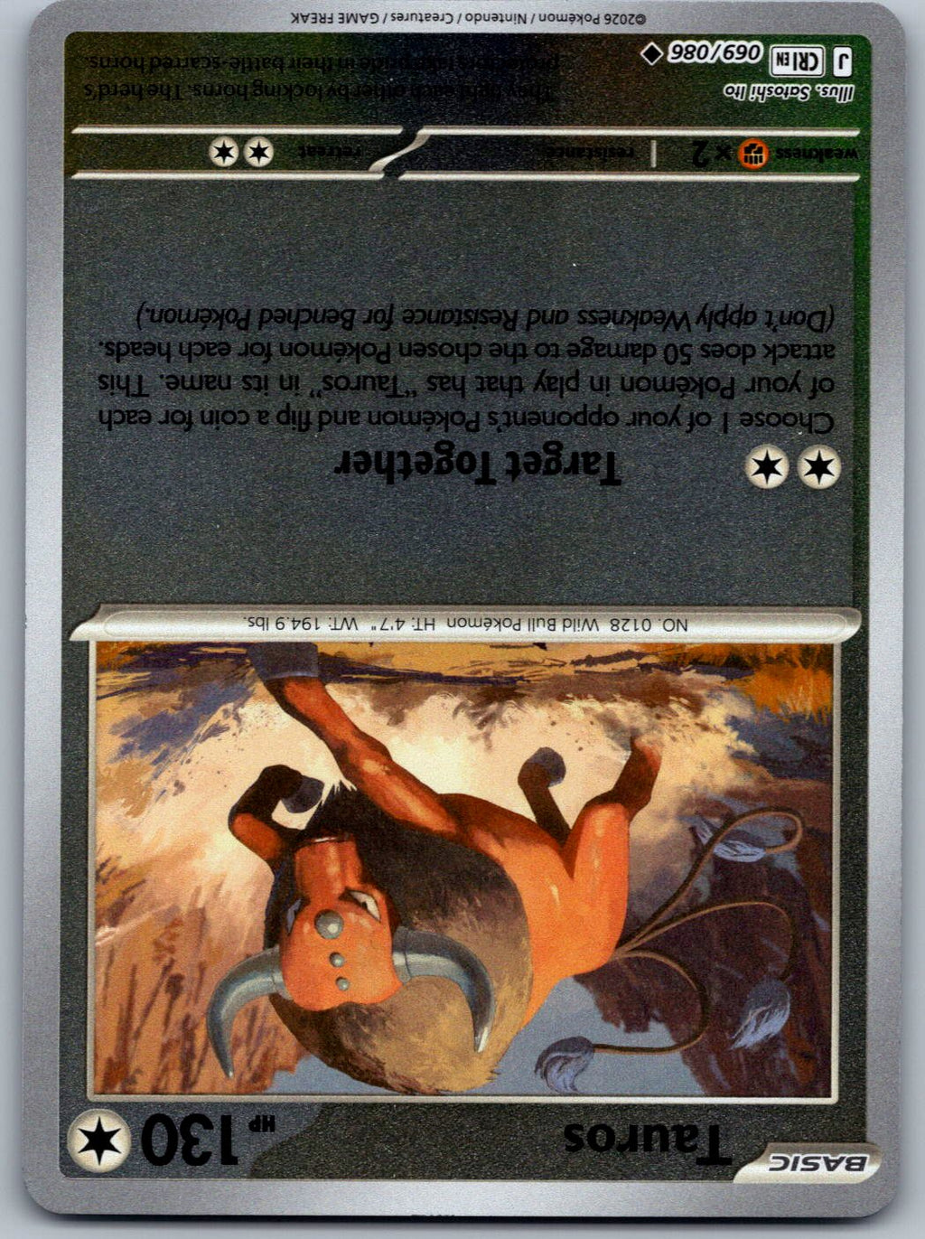 Tauros 069/086 Chaos Rising Pokemon Reverse Holo