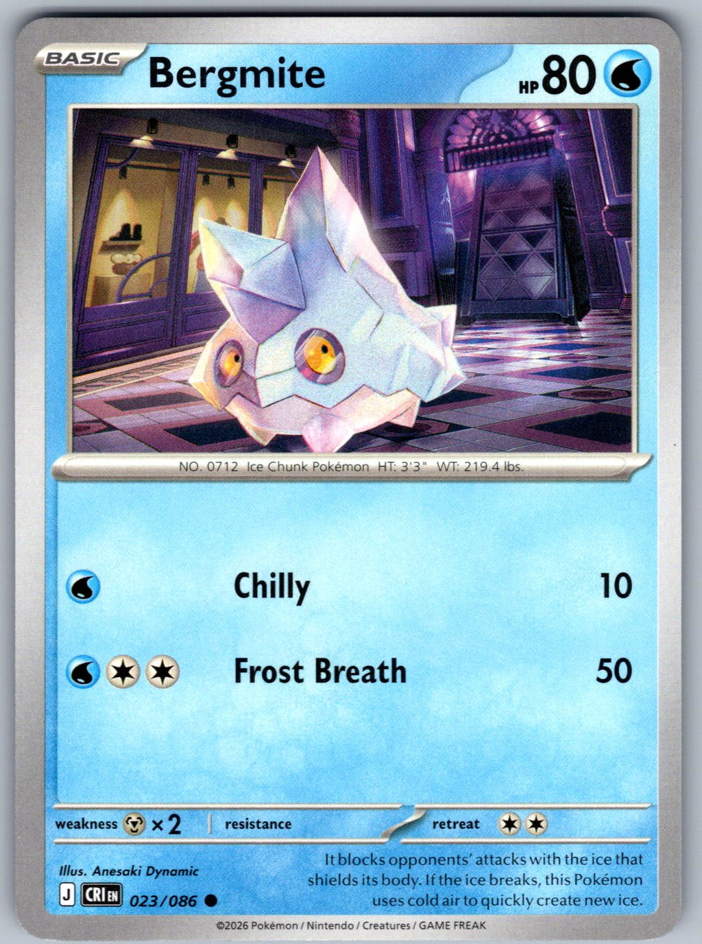 Bergmite 023/086 Chaos Rising Pokemon