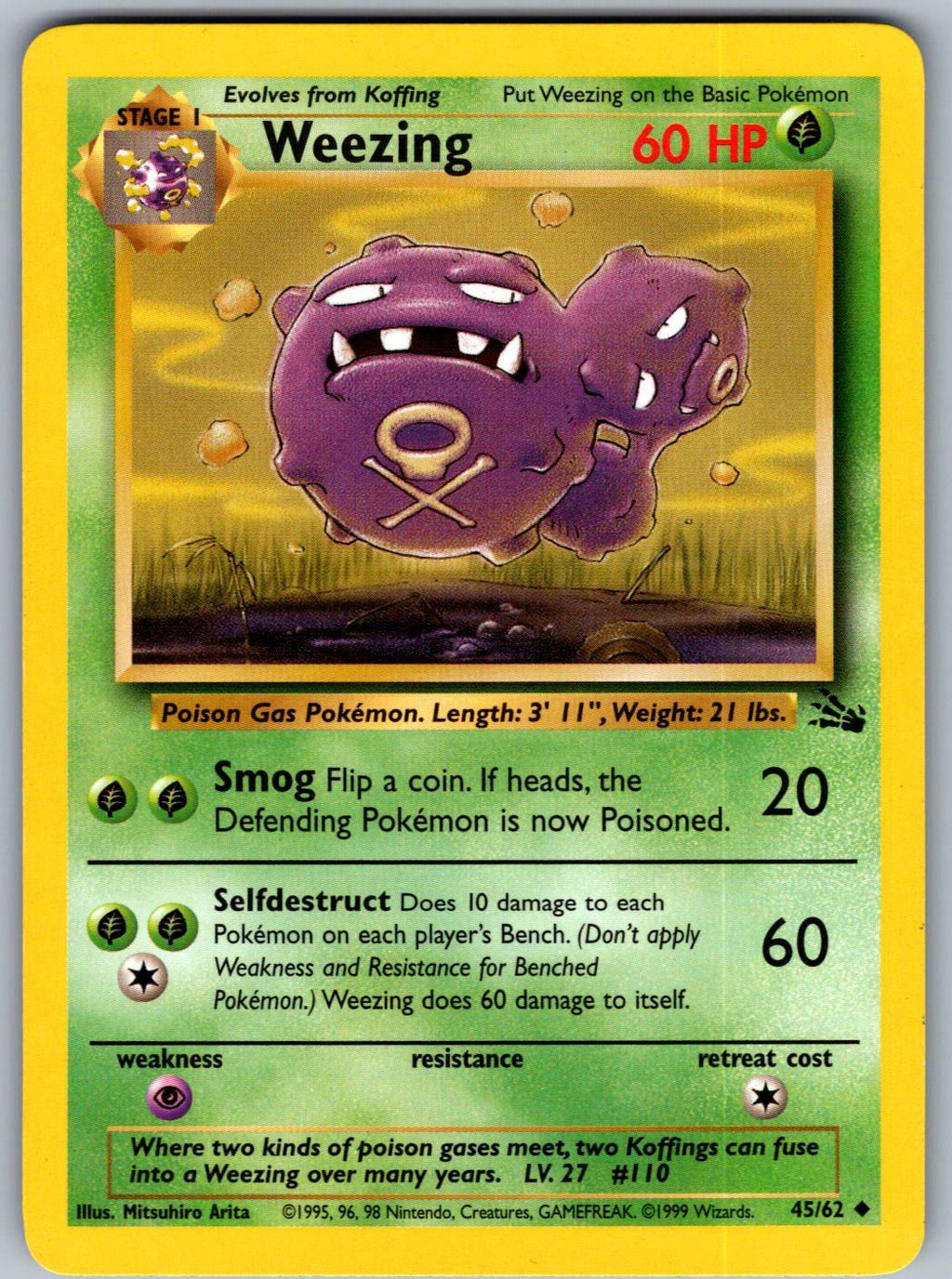 Weezing 45/62 Fossil Pokemon Unlimited