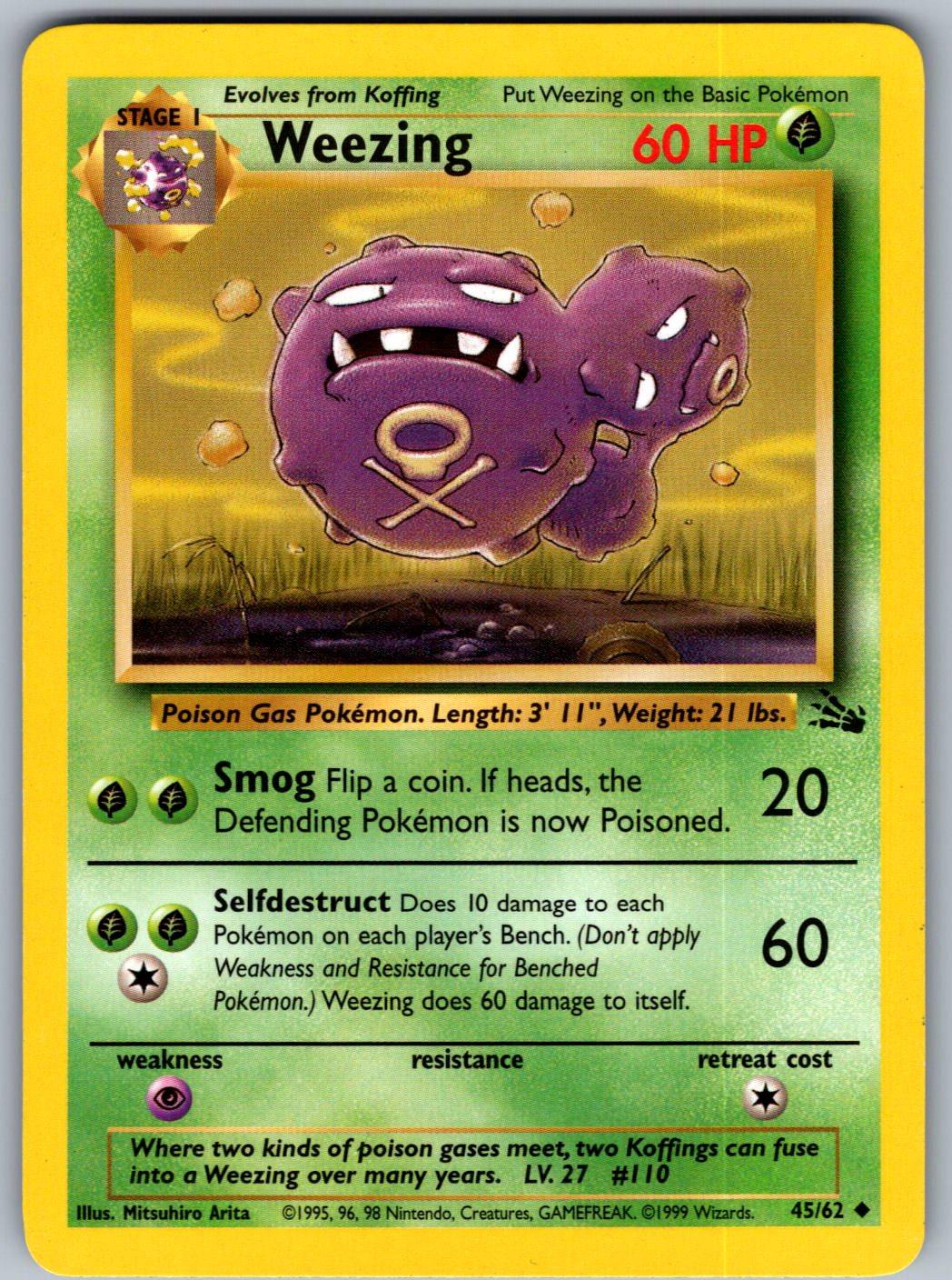 Weezing 45/62 Fossil Pokemon Unlimited