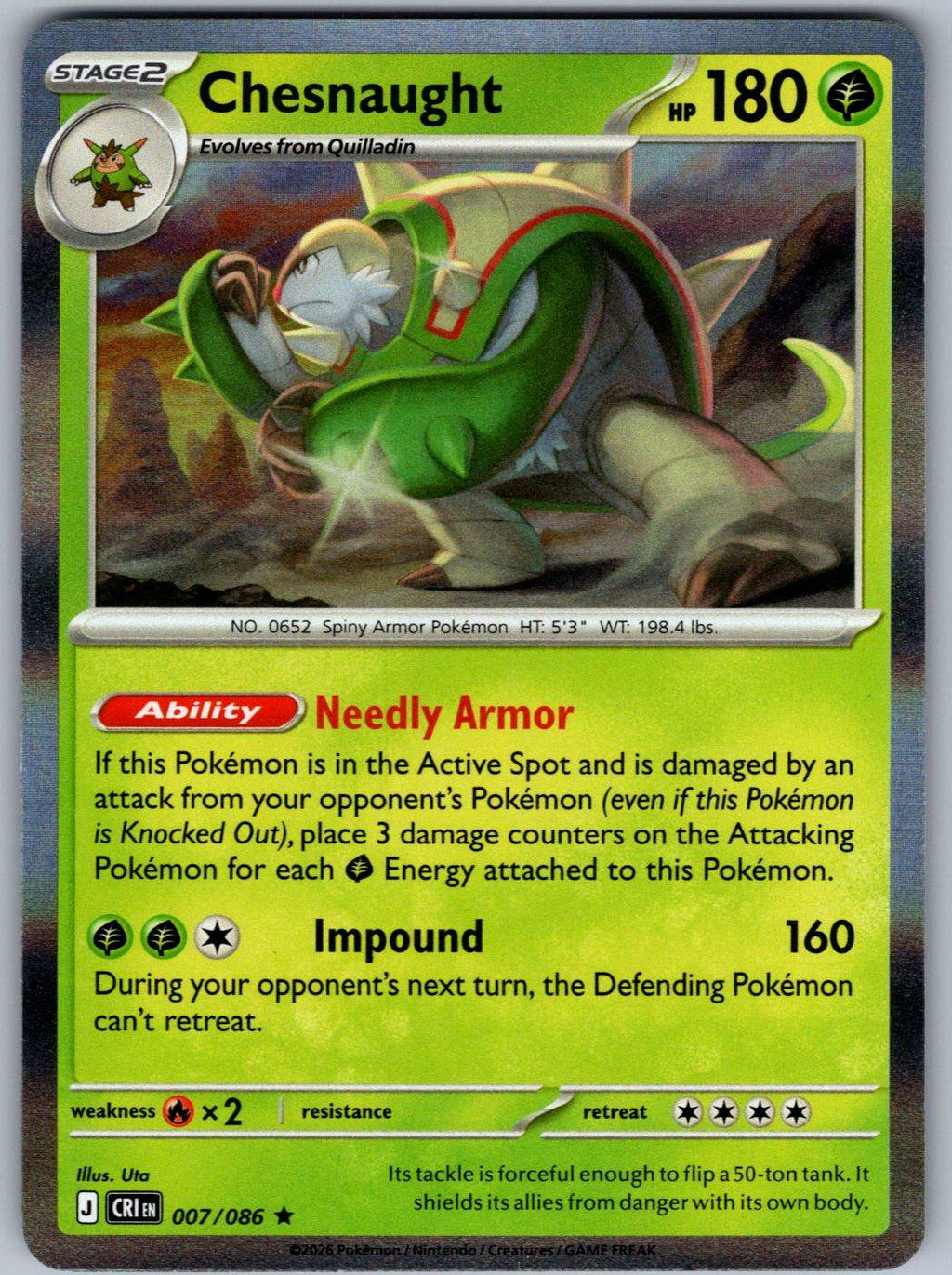 Chesnaught 007/086 Chaos Rising Pokemon Holo