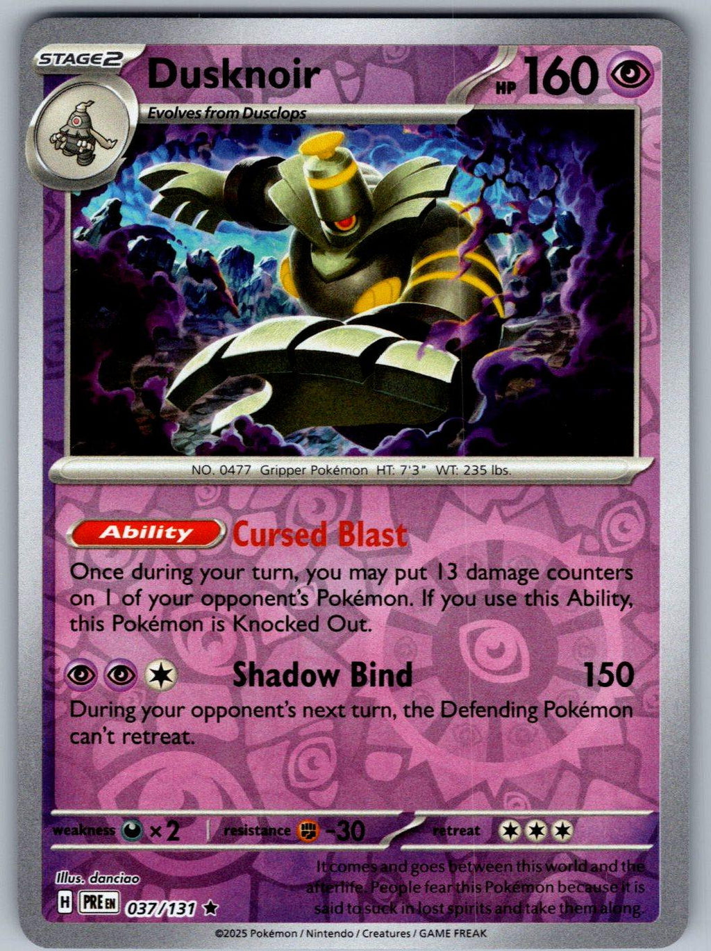 Dusknoir 037/131 Prismatic Evolutions Pokemon Reverse Holo
