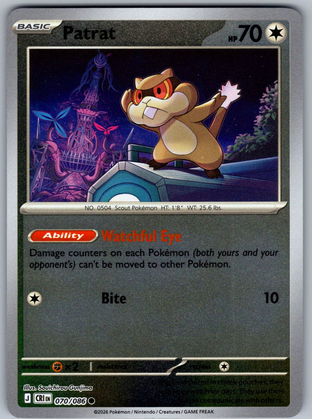 Patrat 070/086 Chaos Rising Pokemon Reverse Holo