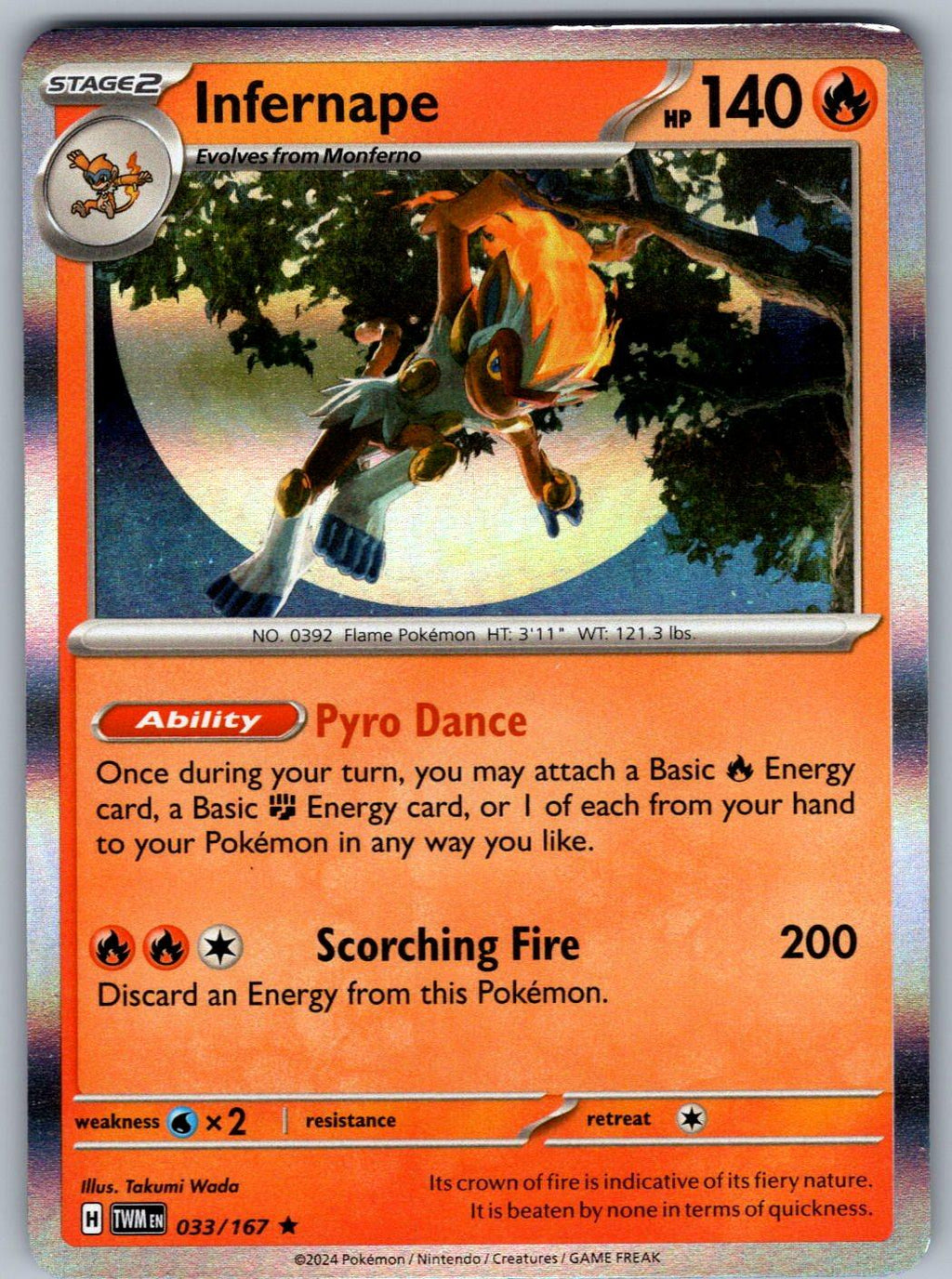 Infernape 033/167 Twilight Masquerade Pokemon Holo