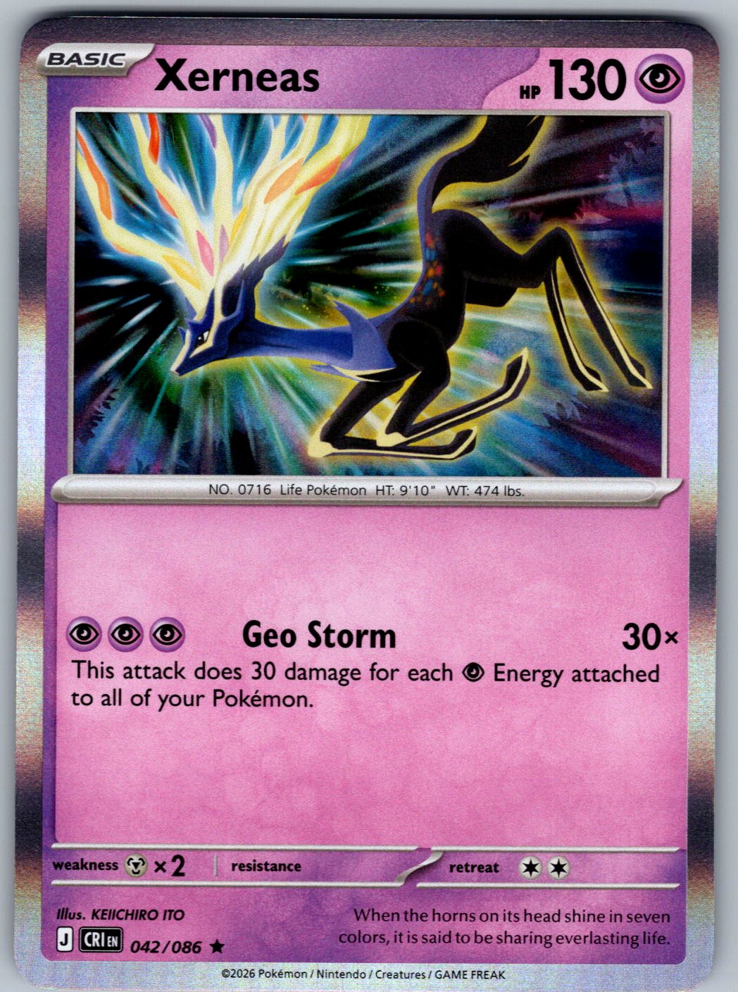 Xerneas 042/086 Chaos Rising Pokemon Holo